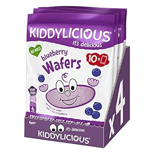 Kiddylicious Blueberry Wafers – Gluten and Dairy Free Kids Snack – Suitable for 6+ Months – 4 x 10 Twin Packs