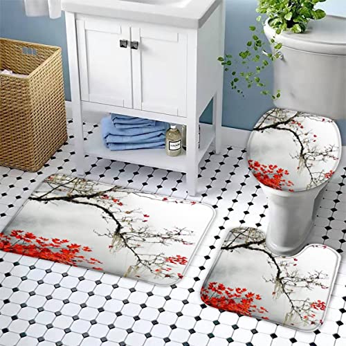 Badematten set 3D 40x60 Tinte Landschaft Badezimmerteppich-Set absorbierend 3-teiliges maschinenwaschbare weich… – Bild 3