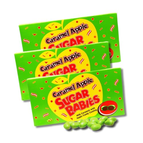 Caramel Apple Sugar Babies - Pack of 3 - Milk Caramels With Apple Candy Shell - 4.75 oz. Movie Theater Boxes
