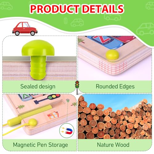 image for Scuwtocn Wooden Magnetic Alphabet Maze Letter Puzzle, Montessori Fine 