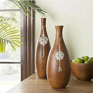 2pcs Carved Floral Tassels with Farmhouse Wood Beads - Multi-Functional Wall Decor Tray Home Decoration (Natural) 2pcs Carved Floral Tassels with Farmhouse Wood Beads Multi Functional Wall Decor Tray Home Decoration Natural