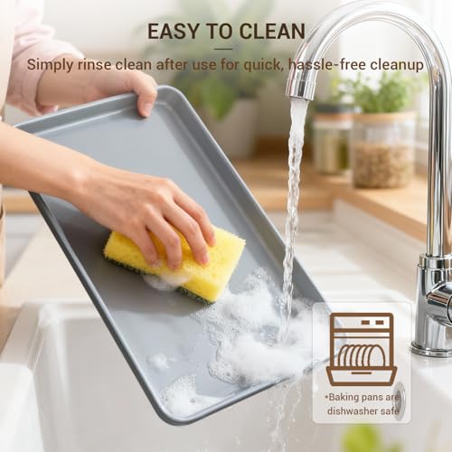 Ammeloo 22-Piece Baking Pans Set Stackable Bakeware Non Stick Baking Set Non Toxic Oven Pans, Including Roasting Pan, Cookie Sheets, Muffin Pans, Cake Pans, Oven Mitts and Utensils(Gray & Stone Black) - Image 6