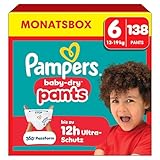Pampers Baby-Dry Pants Größe 6, 138 Windeln, 13kg-19kg, 360° Passform hilft, Auslaufen zu verhindern