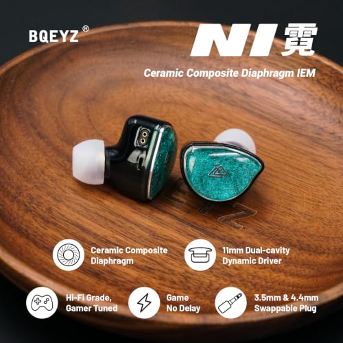 Image of BQEYZ NI HiFi Gaming Earbuds Headphones, Wired in-Ear Monitor | swappable cable with USB-C microphone, Ceramic Diaphragm ideal for gaming, studio monitoring and daily listening