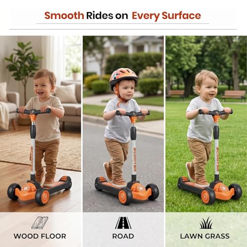 Image of StarAndDaisy Kids Kick Scooter for 3+ Year, kick Scooter for Kids, Skating Scooter with Light Up LED Wheels, Adjustable Handle Height, Foldable 3 Wheel Skate Scooter for Boys Girls 3-12 Years