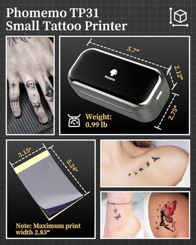 Papier de transfert tatouage Phomemo TP31 stencil carbone 8x13cm