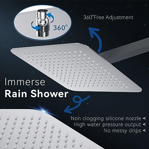 Sr Sun Rise SRSH-1203 Luxury 12 Inch Large Square Stainless Steel Shower Head High Pressure Rainfall Showerhead Ultra Thin Water Saving Polished Chrome thumb #4