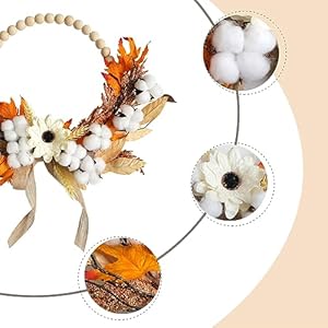 Tempus16autumnartificialwoodbeadwreathfallmapleleaveswreathcottongrainharvesthalfcirclewreathforfrontdoorhangingwalldecorationfallharvestthanksgivinghomefarmhousedecor  Urban Country Home Decor Tempus 16 autumn artificial wood bead wreath fall maple leaves wreath cotton grain harvest half circle wreath for front door hanging wall decoration fall harvest thanksgiving home farmhouse decor  urban country home decor