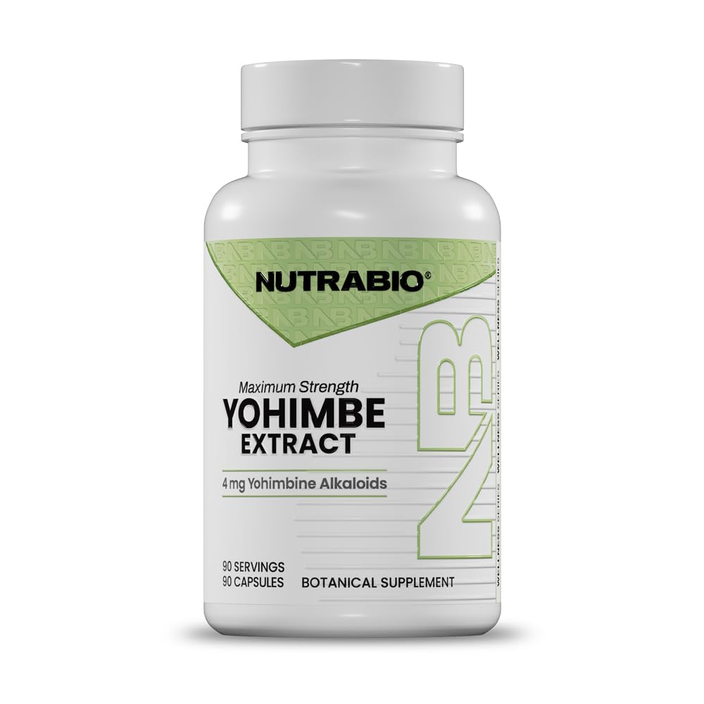 NutraBio Yohimbe Bark Extract Supplement for Men and Women, Yohimbine 4mg, 90 Vegetable Capsules