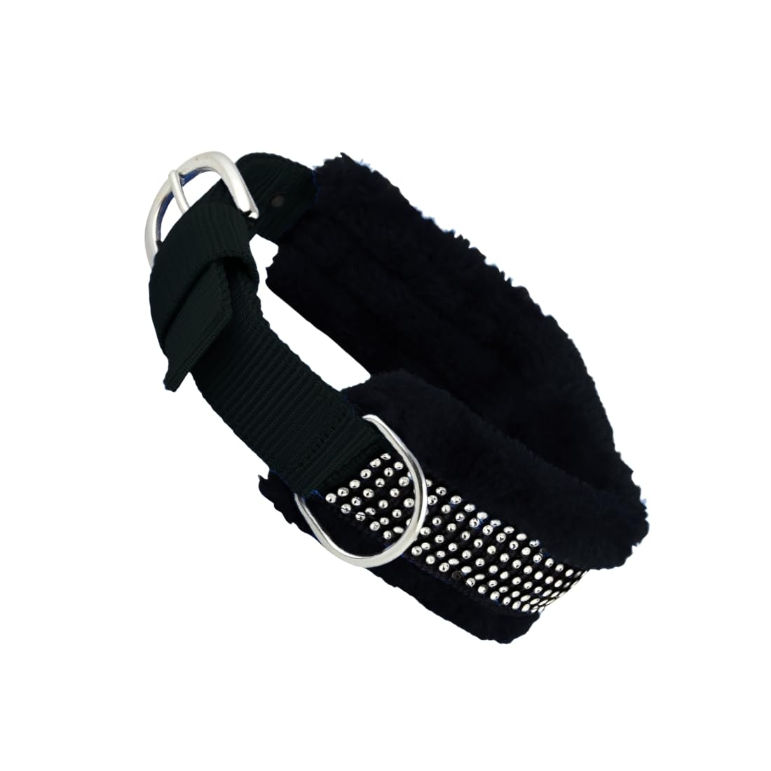 Pawxie Dog Fur Collar, Adjustable Size And Soft Padded Dog Neck Belt For 14-23 Kg Pet (Black, Medium),Nylon,?15 Cm,5 Cm