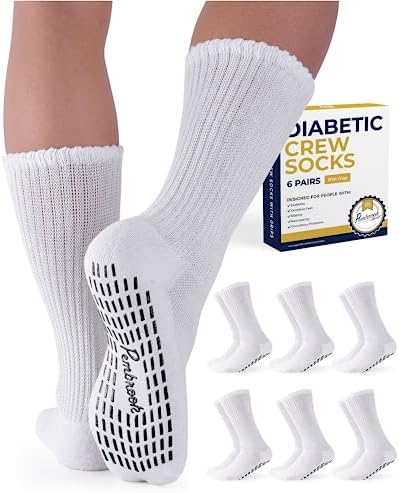 Pembrook 6 Pairs Diabetic Socks with Grippers for Men & Women - 12 Colors Neuropathy Socks for Women | Edema Socks