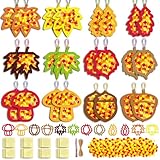 24 Stück Fensterbilder Herbst, Herbst Bastelset Kinder, DIY Herbstdeko mit 24 Fensterbilder, 24 PET-Aufkleber, 500 Konfetti, 24 Bunte Schnüre und 1 Schnur, Basteln Blätter & Acorn Decor