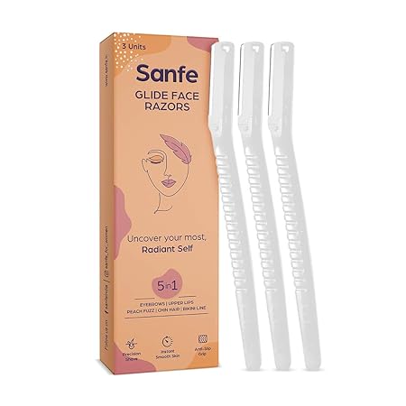 Sanfe Glide Reusable Face & Eyebrow Razor For Women | For Painless Hair Removal - Pack of 3 | Razor for Face, Eyebrows, Upper lips,Chin, Side Locks, Forehead | For soft hair | for facial hair removal