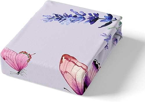 Miniatura 5 de Manfei Juego de funda de edredón de color lavanda, tamaño matrimonial, juego de ropa de cama de 3 piezas con flores moradas y mariposas para niños y