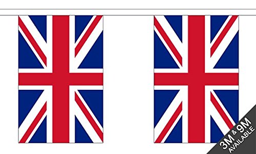 Flagtex Union Jack Fabric Bunting – 9m with 30 Flags – Fabric for Indoor & Outdoor Use – String Flags Banners UK British Great Britain Union Flag England Scotland Wales Patriotic — image 1