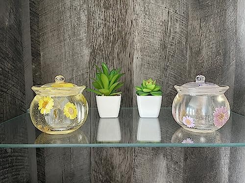 Handcrafted Floral Epoxy Resin Storage Jars - Set of Two Transparent Decorative Containers - Image 3