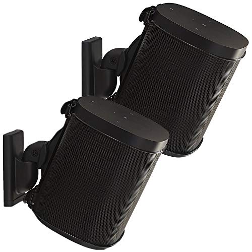 Sanus Adjustable Sonos Wall Mount for Sonos One Play:1 & Play:3 - Tool Free Tilt & Swivel Adjustments for Best Audio - Pair (Black) - WSWM22-B1