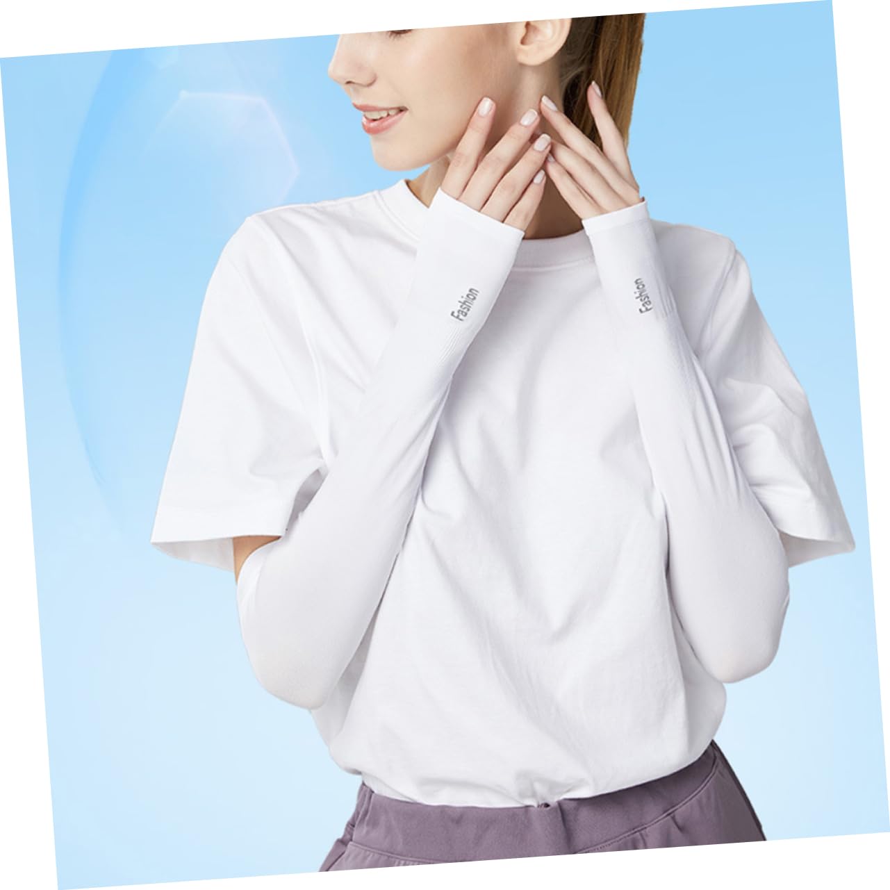 TOGEVAL Long Arm Sleeve Cooling Cuff Sun Protector Sleeve for Men Women Uv Protection Pads