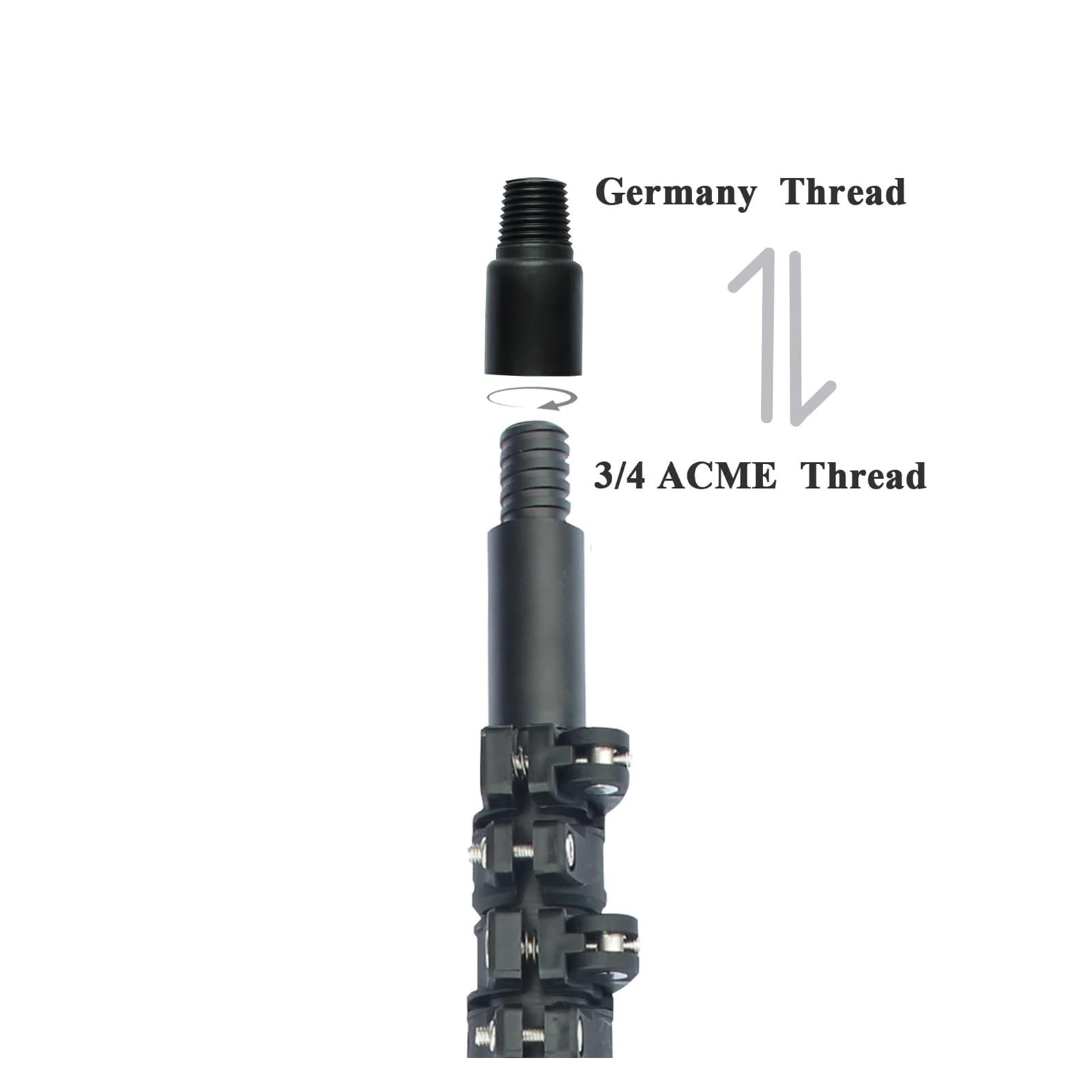 Asta for pulizia telescopica ad alta portata in fibra di carbonio da 30/36/42 piedi | Blocco flip-cam, adattatore a doppia filettatura, spessore del tubo da 1,0 a 1,2 mm(40FT)