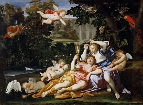 Tableau impressions d'art mural Rinaldo présente Armida avec un miroir 60x90cm