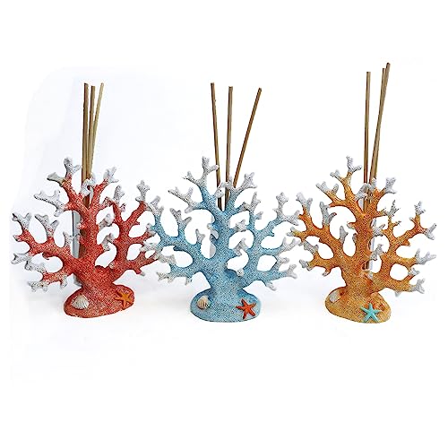 DLM 34614 (Kit 12 Pezzi) Profumatore in Vetro e Resina con Corallo Mare in Resina Battesimo Comunione Compleanno Diffusore Profumo Ambienti bomboniera