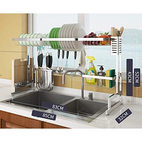 Geschirrtrockner mit Besteckhalter, über Spülbecken, Edelstahl-Abtropffläche Rostfrei, Organizer Counter Kitchen Black 65cm (26inch)