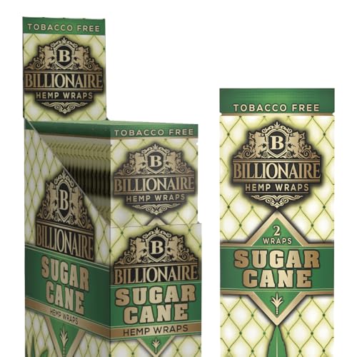 Billionaire Wraps - Sugar Cane Flavor - Rolling Papers (Full Box) 25 Packs 2 Sheets Each
