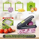 Vegetable Chopper,12-in-1 Multifunctional Food Chopper,Professional Onion Chopper with 7 Blades,Vegetable Cutter with Container for Salad,Potato,Carrot,and Garlic; Essential Kitchen Tool(Grey) - Image 3