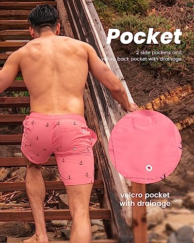 Short de plage pour vacances maamgic rose imprimé ancre taille M