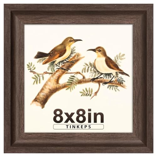 Image of 8x8 Walnut Brown Picture Frame, Curved Wide Border, Wall & Tabletop