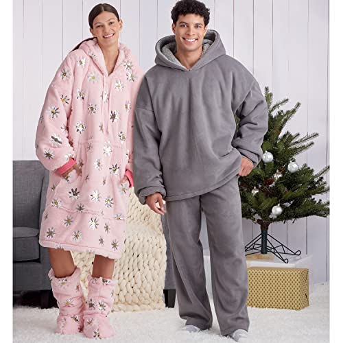 Simplicity Sewing Pattern S9456 Unisex Oversized Hoodies, Pants and Booties, weiß, XS-S-M-L-XL - Image 3