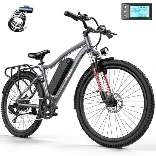 Electric Bike for Adults, 26" Commuter Ebikes with 7-Speed Gears, 25MPH Lightweight E Bike, 720W Peak Motor, 375Wh Removable Battery, 50 Miles Range, Electric Mountain Bicycle for All Terrain image 3