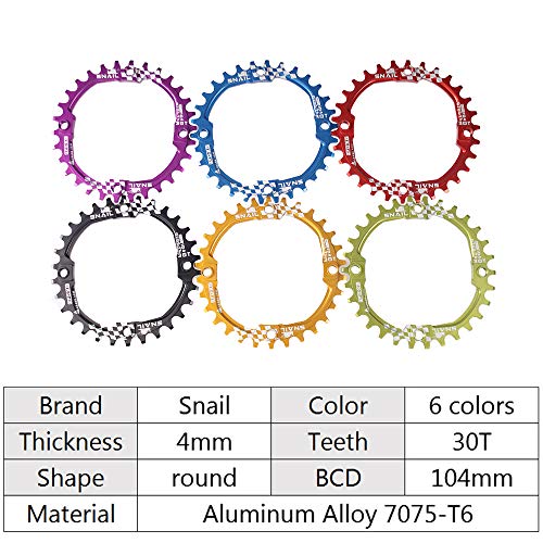 Bucklos 【Us-Stock】 Mtb 104 Bcd Single Speed Crankset, Mountain Bike 170Mm Square Taper Crankset With 30T Narrow Wide Teeth Chainring (Six Color), Bike Crank Arm Set #TOP4