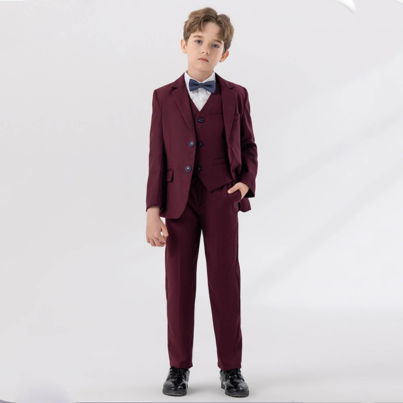 Generisch Costume d'affaires pour garçon - 4 pièces - Ensemble smoking pour enfants - Costume formel pour garçon - Avec gilet et pantalon