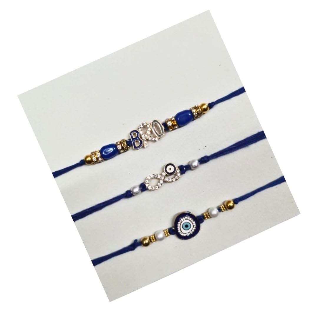 Alaukik Handmade Evil Eye Rakhi Protect From Negative Energy Unisex Evil Eye Rakhi With Beads Handmade Rakhi for Brother/Sister set of 3 with Roli and Chawal (B0CBRGJBFZ) Amazon Price History, Amazon Price Tracker