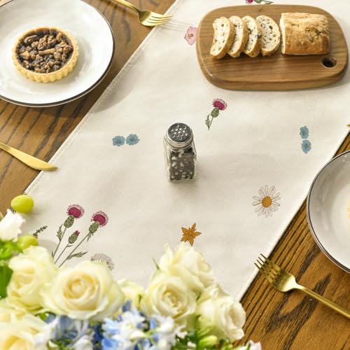Artoid Mode Antique Herbs and Wild Flowers Spring Table Runner, Seasonal Kitchen Dining Table Decoration for Home Party Decor 40x140 cm - Image 5