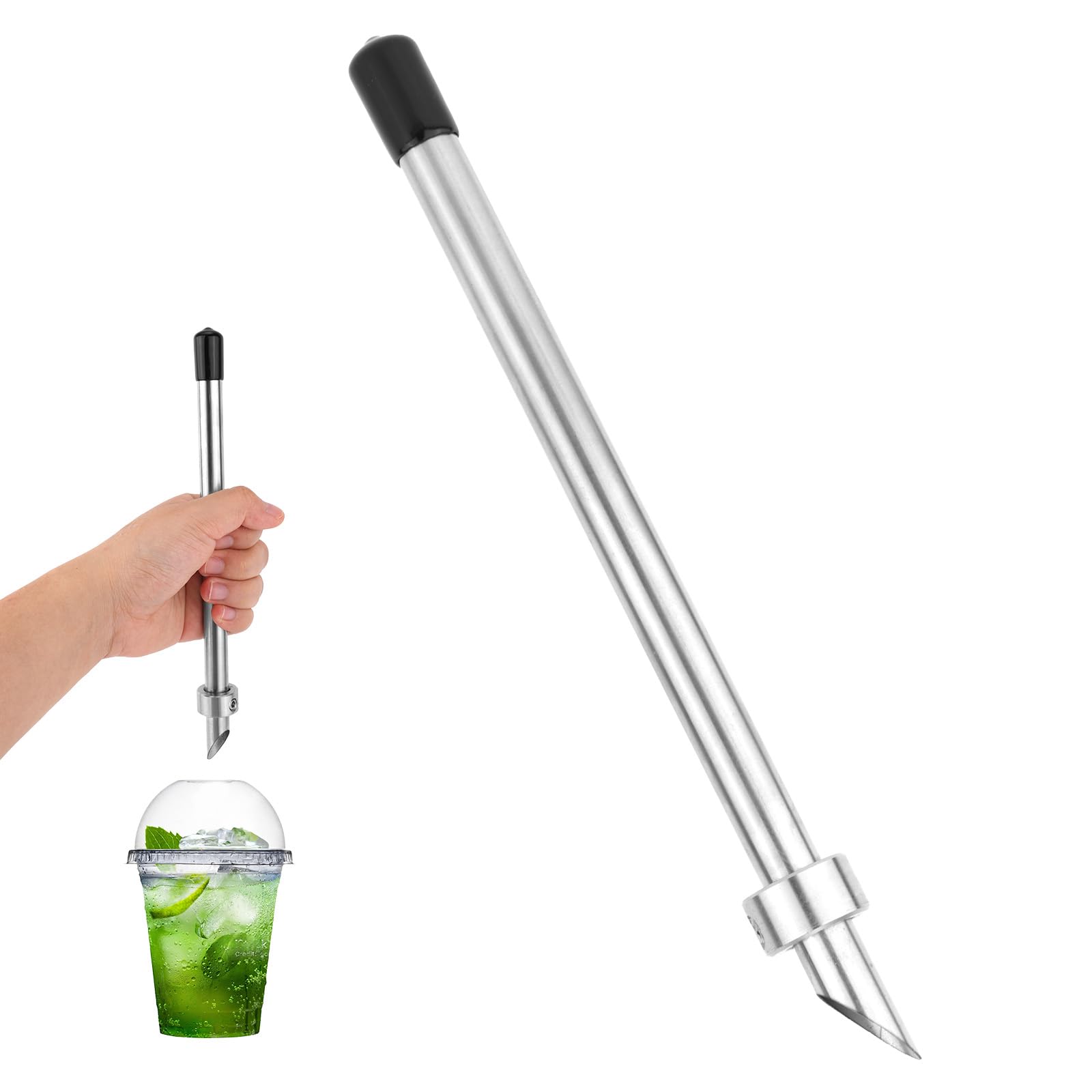 1pcs Straw Puncher for Plastic Lids, Stainless Steel Straw Hole Puncher Punching Tools for Lemonade Stand Supplies Deli Container Cafe Drinks