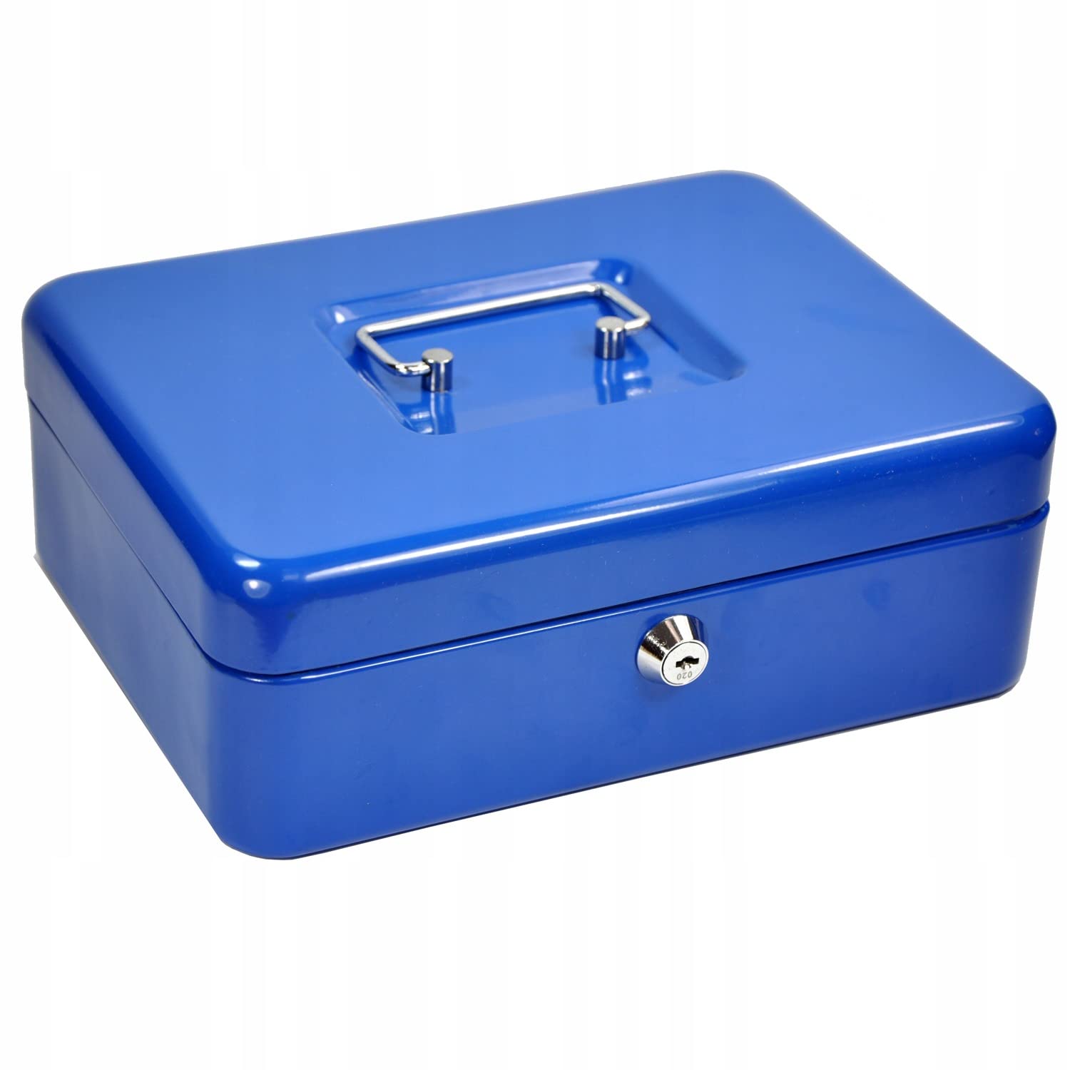Heavy Duty Metal Cash TIN Lockable Petty Money, Coin and Note Security Box with 2 keys different Safe Cash Box (8, Blue)