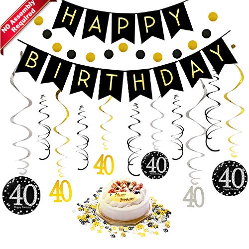 40th Birthday Decorations Kit for Men & Women 40 Years Old Party, NO