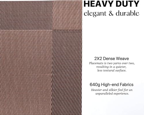 Image of Placemats Set of 6 Dining Table Place Mats | Placemats Table Mat PVC Material | Non-Slip Heat Resistant | Dining Tablemates Washable Anti-Skid | Size 45 x 30cm (Square Brown)