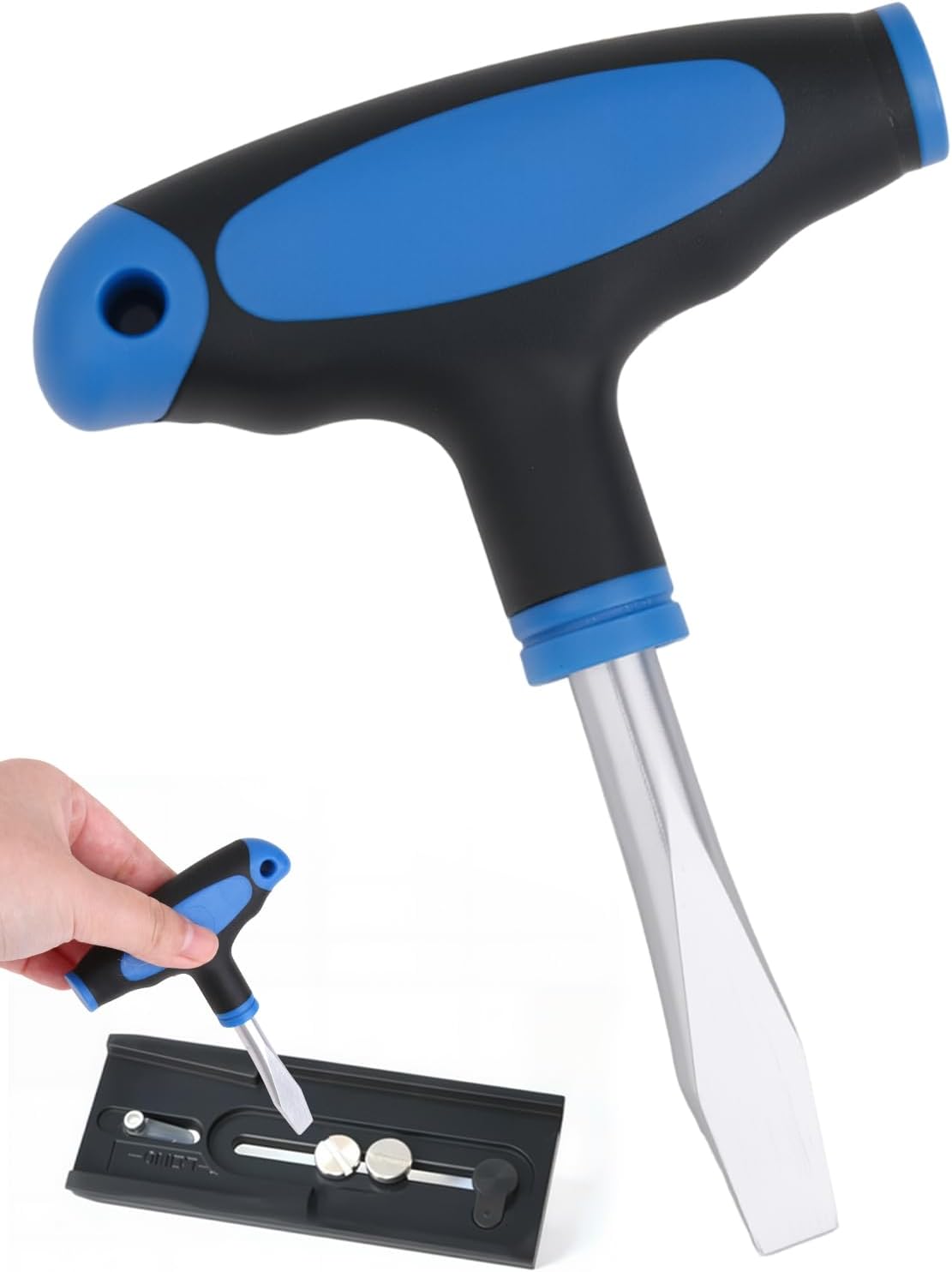 Large Flat Head Screwdriver, T Handle 10mm Wide Flat Head Screwdriver - Flathead Screwdrivers Tool for Slotted Screws, Release Plate, Camera Tripod Monopod and General Maintenance