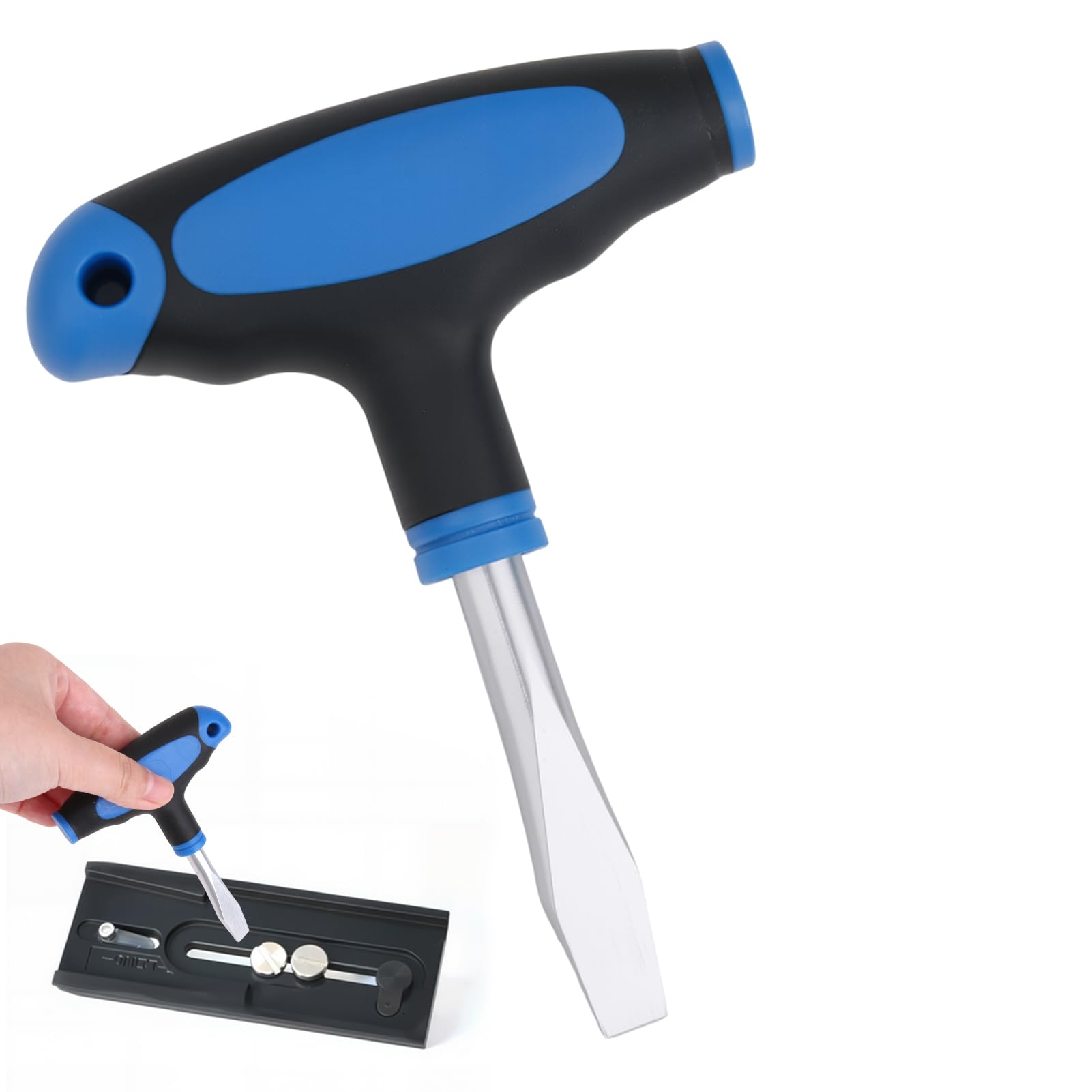 Large Flat Head Screwdriver, T Handle 10mm Wide Flat Head Screwdriver - Flathead Screwdrivers Tool for Slotted Screws, Release Plate, Camera Tripod Monopod and General Maintenance