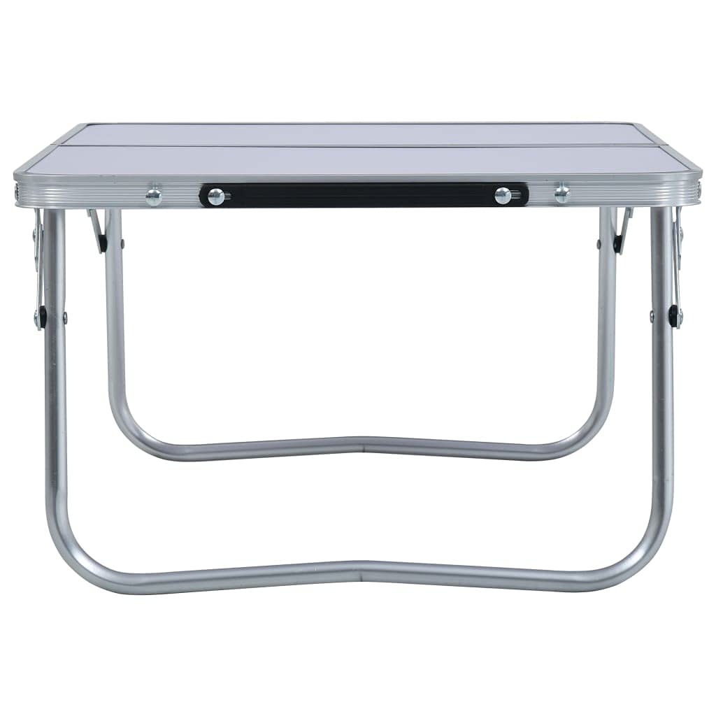 Artykuły sportowe - Rekreacja na świeżym powietrzu - kemping i piesze wycieczki - meble kempingowe składany stół kempingowy biały aluminium 60x40 cm