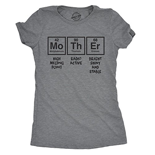 Womens Mother Periodic Table T Shirt Funny Novelty Graphic Mothers Day Tee Nerdy (Dark Heather Grey) - L