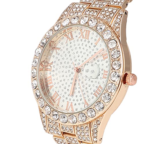 Image of Haute Sauce Women's Embellished Analog Dial with Stainless Steel Strap | Battery Power | Foldover Closure | Quartz Movement | Fashion Wrist Belt Watch for Female and Girls