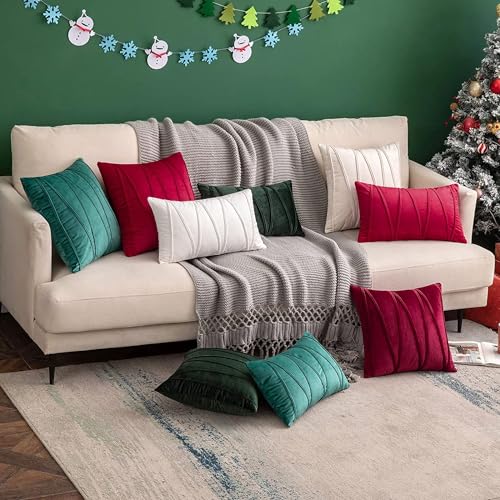 Image of Khooti Velvet Striped Cushion Cover Pack of 1-20 inchX20 inch /51X51 Cm | Cream White | Soft Pillow Covers Cushion Case for Sofa Bedroom Living Room Chair Car, Cushion Cover with Zig Zag Pattern