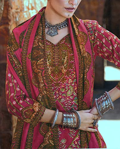 ladyline Womens Pashmina Printed Salwar Kameez Suit Indian Pakistani Dress2