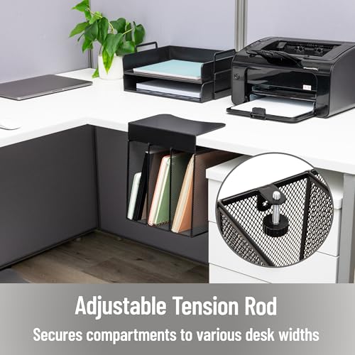 Mind Reader Slide-On Under Desk File Organizer, No Tools Required, Hanging Storage for Laptops, Folders, and Notebooks, Metal, Black by Mind Reader - Image 5