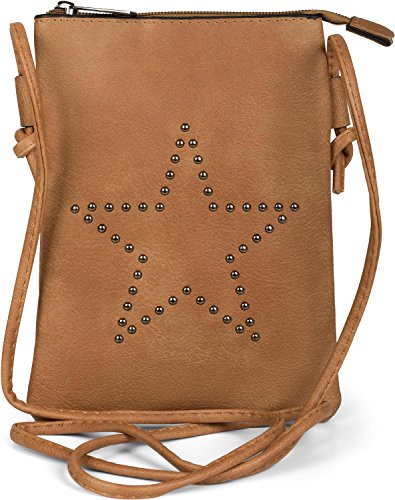 styleBREAKER bolso de mano minibolso de bandolera con remaches en forma de estrella, bolso de hombro, bolso de mano, bolso, señora 02012235, color:Coñac styleBREAKER bolso de mano minibolso de bandolera con remaches en forma de estrella, bolso de hombro, bolso de mano, bolso, señora 02012235, color:Coñac