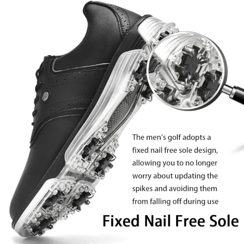Image of Mens Golf Shoes Traditions Waterproof with Fixed Spikeless Sole Professional